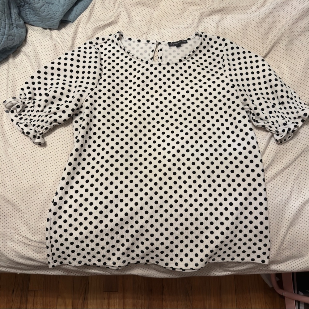 Adrianna Papell Black and White Polka Dot Blouse
